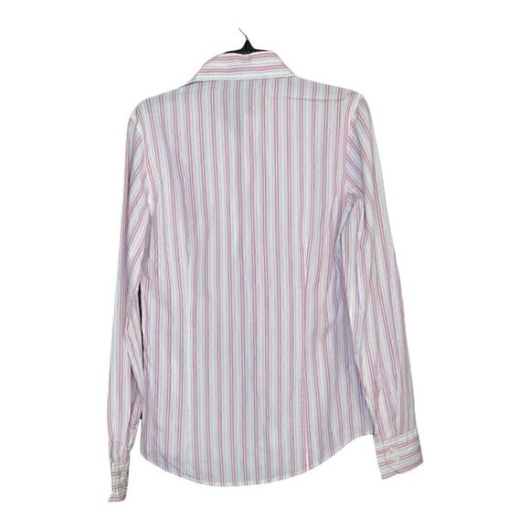 Men’s Benetton Long Sleeve Button Up Striped Pink Blouse Medium - Picture 8 of 8